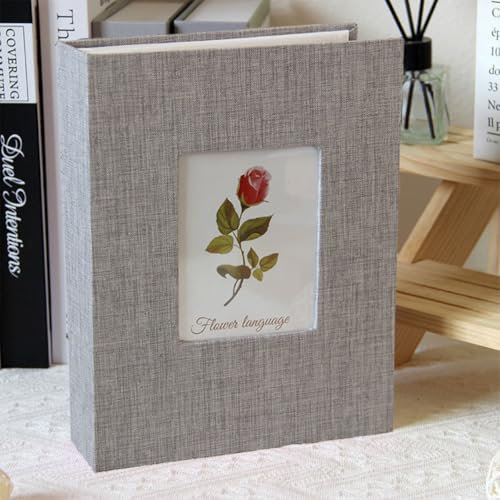 Fotoalbum Einsteckalbum 200 Fotos 10x15, Leinen Fotobuch Memo-Einsteckalben Sammelalbum Scrapbook Album mit Frontfenster für Geburtstag Weihnachten Hochzeits Familienfotos