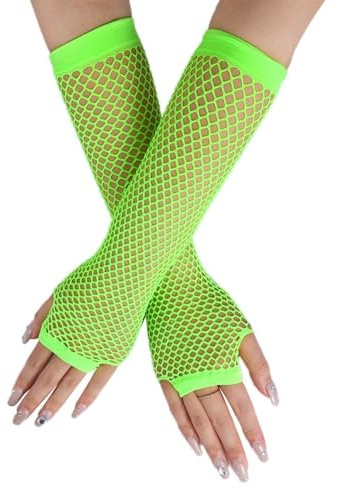 Anevous 1 Paar Damen Lange Netzhandschuhe,Spitze Handschuhes,80er Jahre Fischnetz Handschuhe Fingerlose,Netz Mesh Abendhandschuhe für Hochzeit,Kostümpartys und Cosplay Zubehör,