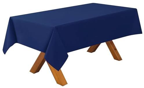 CHARKHAH Durable Polyester Navy Tablecloth With Wipe-Clean, Spill-Resistant Surface. Rectangular 140x200cm, Washable & Reusable — Perfect For Indoor & Outdoor Dining.