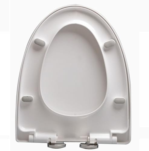 JNTFNE V/D/U Shaped Toilet Seat, Soft Close White Seat Cover, PP Lid, 360° Adjustable Hinges, One-Click Quick Disassembly, Easy to Install and Clean,46x37.5cm