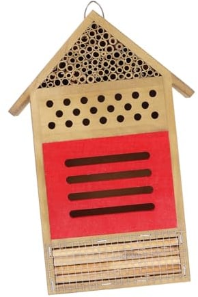 Didiseaon Handgefertigtes Bienenhaus in Beige Schutz und Lebensraum für Insekten für Garten Robust und Langlebig