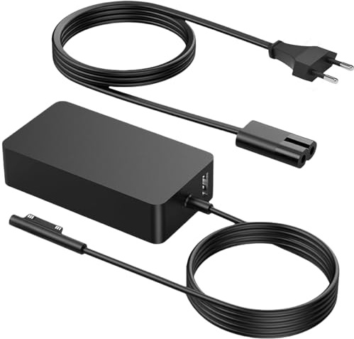 Cavo di ricarica Surface da 127 W, 15 V, 8 A, per Surface Book 3/2/1, Surface Laptop 1/2/3/4/5/Studio/Go, Surface Pro X/7/7+/8/9/6/5/4, Surface Go 1/2/3 con porta USB