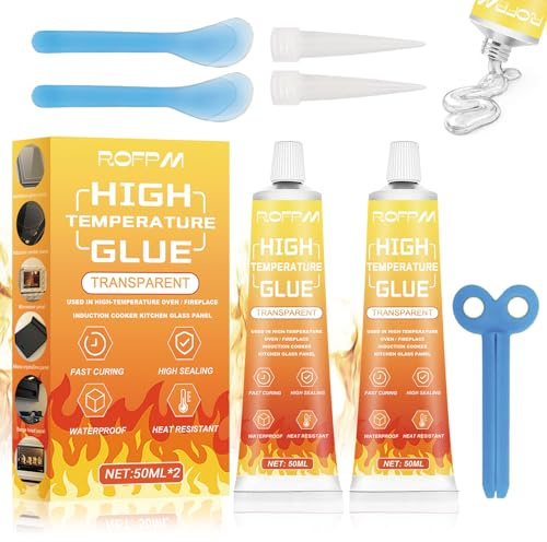 High Temperature Silicone Sealant, Oven Seal Glue, 100ml, Transparent | Heat Resistant Glue for Oven Door, Oven Door, Glass Cooktops, Microwave Ovens, Induction Hobs, Kettle Gaskets