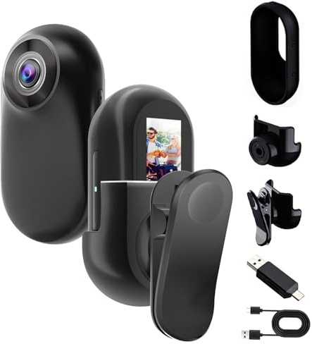 OBEST Mini Action Cam Vlog 1080P mit 0.96 Bildschirm, Magnetisch | 150 Weitwinkel, 360 Drehung, Ein-Klick-Operation, POV Bodycam, Helmkamera für Motorrad Fahrrad Reisen Sport Zubehör