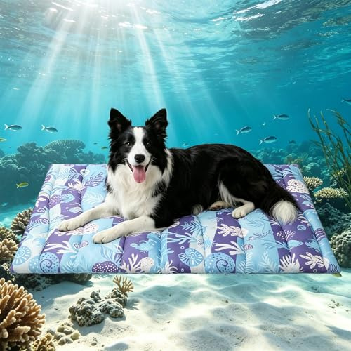 KOOLTAIL Dog Cooling Mat, 122cmx71cm Upgraded Extra Large Cooling Pet Pad for Dogs Cats, Summer Dog Blanket Kennel with Non- Slip Bottom, Washable Mats for Bed Sofa Crate Playpen Outdoor Indoor