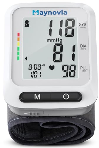 Wrist Blood Pressure Monitor with Large LCD Display, Accurate Automatic Wrist Blood Pressure Monitors for Home Use, 2 x 60 Memory, Adjustable Cuff (13.5-21.5cm), Carrying Case Included