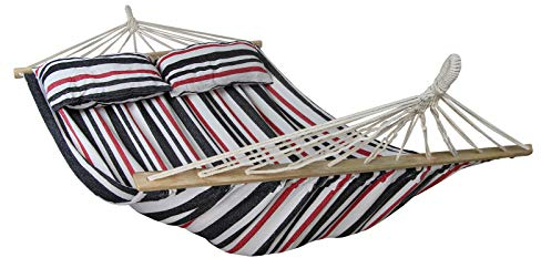 BB Sport Stabhängematte 240 x 150cm Hängematte inkl. 2 Kissen max. 300 kg 2 Personen Doppelhängematte Outdoor, Farbe:Sylt