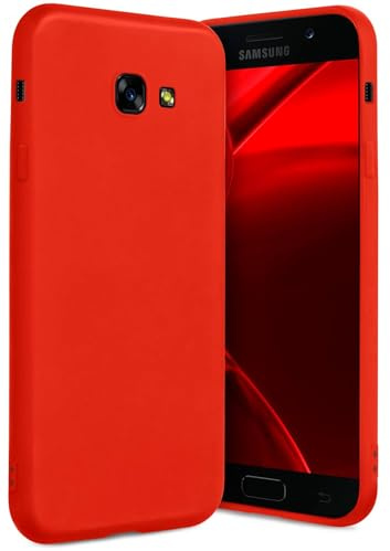 ONEFLOW SlimShield Pro für Samsung Galaxy A3 (2017) Hülle Ultra dünn erhöhter Rand, TPU Backcover minimalistisch Handyhülle flexibel, Schutzhülle mit Kamera- und Displayschutz, Rot