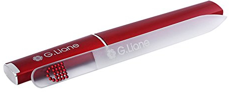 G.Liane Glass Nail File with Genuine Qualified Crystals in Case Professional Manicure Pedicure Tool for Natural Acrylic Gels Nails (Red Handbag)