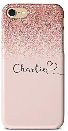 iCaseDesigner Personalised Marble Glitter Flowing Name with Heart Phone Case for Apple iPhone XS Max - 2. Pink Sparkle Fade Name