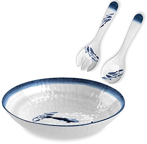 Auntie Morags Coastal/Seaside - Outdoor/Picnic/BBQ - 2 Piece - Plastic/Melamine Salad Serving Set