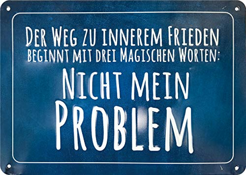 KE - Vintage Metall Blechschild mit Spruch, Retro Wand-Dekoration, Geschenk, 15x21 cm - Motiv: Problem