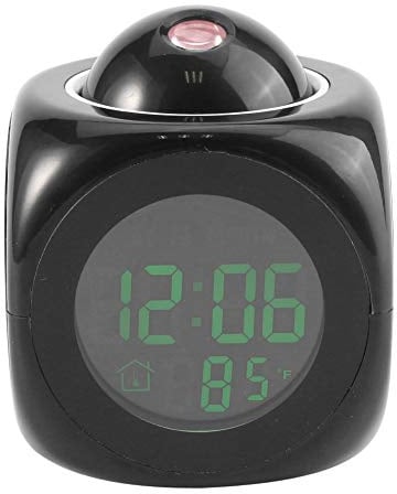 Nikou LED Projektionsuhr - projektionsuhr Digitaler Multifunktions-LCD-Wandprojektions-LED-Wecker zur Anzeige der Sprachtemperatur