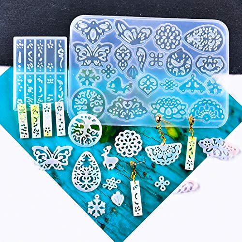 FineInno Ohrringe Epoxidharz Formen, Earring Resin Mold,Schmuck Silikonformen Gießform Für Schmuckherstellung Anhänger Halskette Dekoration