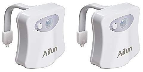 Lot de 2 lumières LED pour WC avec détecteur de mouvement couleur veilleuse LED pour homme, femme ou anniversaire pour enfants, idée cadeau amusante et unique