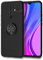 NALIA Ring Cover compatibile con Xiaomi Redmi 9 Custodia, Silicone Case con Anello Girevole 360-Gradi Rotazione per Supporto Magnetico Auto, Protettiva Kickstand Copertura, Colore:Nero