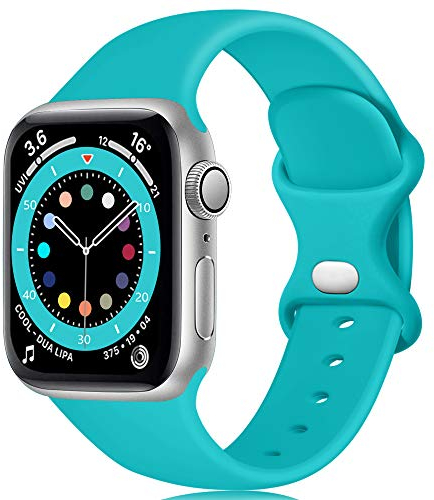 Epova Compatible con Correa Apple Watch 38mm 40mm 41mm 42mm, Mujer Hombre Silicona Pulsera para iWatch SE Series 10 9 8 7 6 5 4 3 2 1, Verde Azulado, Pequeño
