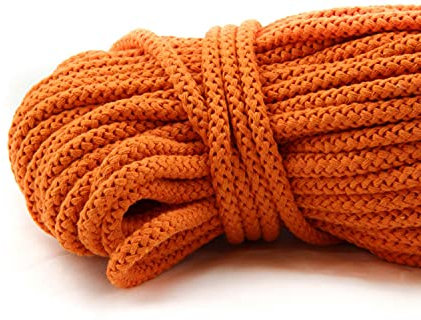 NTS-Nähtechnik Baumwohlkordel 8mm | Farb und Längenauswahl | 100% Baumwolle | mit Polyester Kern | (orange, 50m)