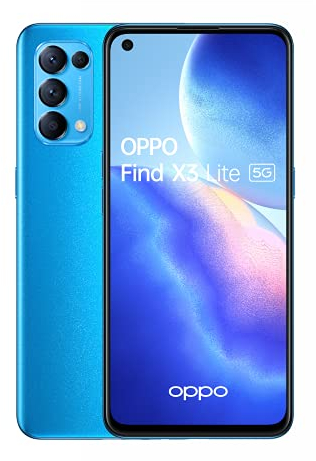OPPO Find X3 Lite - Smartphone 5G Desbloqueado, 8GB RAM + 128GB Pantalla OLED 90Hz 6.43, Cámara Principal 64MP | Frontal 32MP, Carga Ultra Rápida 100% en 35 minutos, 4300mAh, Ultra Ligero 172g, Azul