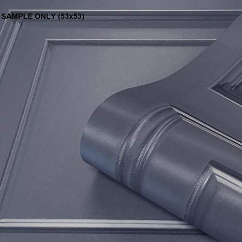 Navy Sample Amara Wood Panel Effect Wallpaper Textured Vinyl