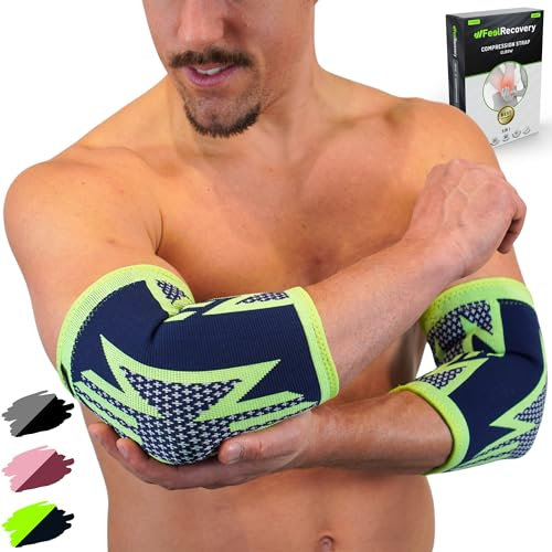 2 Stück Ellenbogenbandage für Herren & Damen - Ellenbogen-Kompressionsbandage für Tennisarm, Golferarm, Fitness - Ellenbogenschiene für Sehnenentzündung, Gelenkschmerzen - Atmungsaktiv & Rutschfest