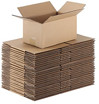 CRUGLA Shipping Corrugated Boxes Mailers 7x5x4 inch, Kraft Cardboards Packing Boxes for Business, Home, Packs of 25