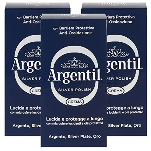 Argentil - Detergente Specifico per Argento in Crema, Azione Lucidante e Antiossidante, con Barriera Protettiva, 150 ml x 3 Pezzi