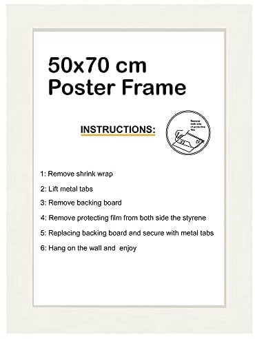 50cm x 70cm Poster frame Picture frame Black/White/Oak Photo Frame 50cm x 70cm Wall frame (WHITE, 70 x 50 cm)