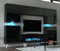 Furnitech Wohnwand Wohnzimmer | Wohnzimmer Möbel mit LED Weiß | Hängend Wohnwand Modern | Wohnzimmer Schrankwand mit Regale und TV Schrank (Wega AN37-18HG-B1 1A mit Füßen)