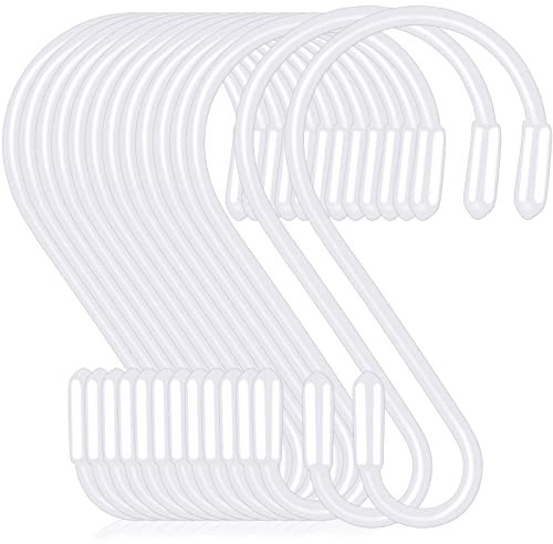 S-Haken, Edelstahl, 7,9 cm, robust, S-Haken zum Aufhängen von Küchengeschirr, Töpfen, Pfannen, Pflanzen, Kleidung, Handtüchern in Küche, Bad, Schrank, Garten, 20 Stück (weiß)