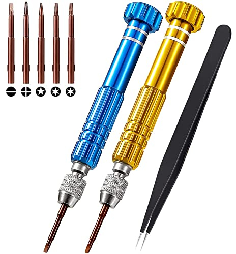 Brillen Reparatur Schraubendreher Set 2 Stück Mini Präzisions Schraubenzieher Brille Reparatur Werkzeug Kit mit Pinzette für Uhren Brillen Laptop