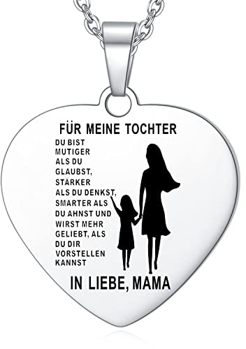 YOTHIWAD Halskette Tochter herz anhänger Tochter Kette mit inspirierendem Text an meine tochter Halskette Schmuck Geschenke für Tochter von Mama Papa