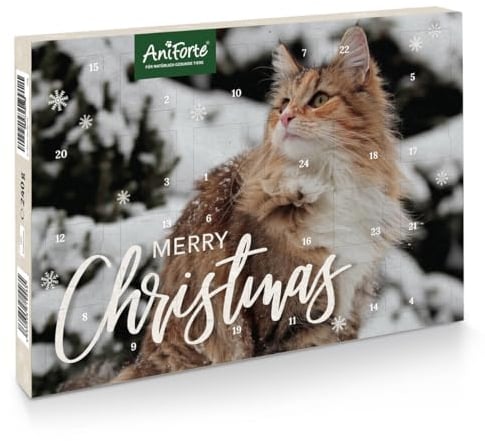 AniForte Adventskalender für Katzen 2025 - Natürliche Katzensnacks getreidefrei | Adventszeit Snacks | Leckerli ohne Farb- & Konservierungsstoffe | Weihnachtskalender mit Zellstoff-Einlage
