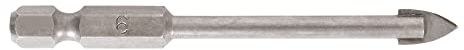 STIER Fliesenbohrer 6 mm Größe, 1/4 Zoll Bit HEX Sechskant, Härtewert 89HRA, YG6X-Metall, für (Schlag-) Bohrmaschine und Akkuschrauber, Viertel-Zoll Aufnahme, präzises Arbeiten