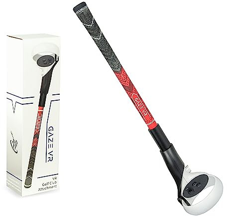 GazeVR Fixation de club de golf VR pour Oculus Quest 2 | Pro Grip | Manettes droite et gauche (rouge)