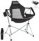 KingCamp Camping Schaukelstuhl Campingstuhl faltbar Faltstuhl, Schaukelstuhl mit Verstellbarer Rückenlehne, Campingstuhl mit Kissen, Getränkehalter, Tasche robust bequem für Outdoor Indoor Schwarz