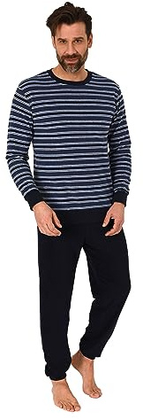 Normann Herren Langarm Frottee Schlafanzug Pyjama mit Bündchen - auch in Übergrößen