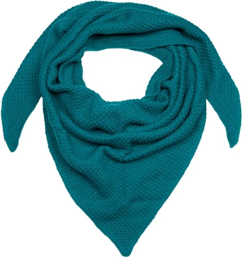 styleBREAKER Damen XXL Strick Dreieck Schal Einfarbig mit Reiskorn Strickmuster, Warmes Herbst Winter Maxi Dreieckstuch 01020048, Farbe:Petrol