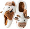 Fadezar Zapatillas de Casa Muje Hombre Pantuflas Tiburon/Vaca Cálido Espuma de Memoria Peluche Zapatillas de invierno Muje Cafe Blanco EU 39-40 (Talla de suela 40-41)