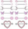 KRYMSON Lot de 12 piercings de téton pour femme - Faux piercing de téton - En acier inoxydable - Rose, Acier inoxydable