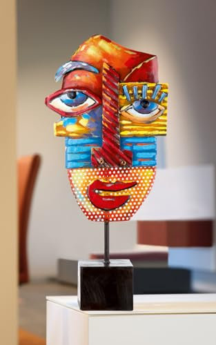 GILDE Skulptur Vite naso - Metall - Mehrfarbig - Höhe 64,5cm - Gesichtsmotiv - Kunst - Dekoration - Wohnaccessoire - Wohnzimmer