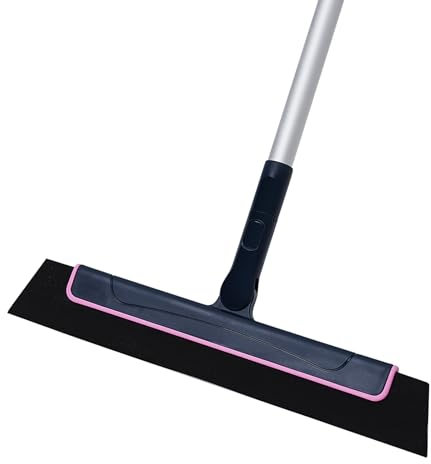 Ocves Floor Squeegee with long handle, Wet Room Squeegee Floor Wiper with Adjustable Long Handle for Shower Bathroom Floor, Foam Shower Scraper, Clean Pet Hair Windows and Tiles, 26-48 inches