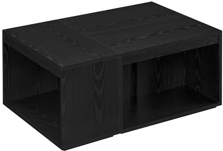 VASAGLE Coffee Tables, Side Tables Set of 3, Customisable Rectangular Small Tables, Modern Style, with Storage Shelf, for Living Room, Bedroom, Study, Ebony Black LCT301B01