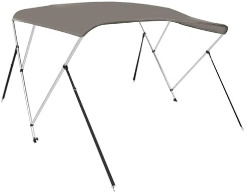 vidaXL 3-Bow Bimini Top, Bootsverdeck 4 verstellbare Nylonriemen, Sonnensegel Sonnenschutz für Boot, Sonnenverdeck Sonnendach, Grau 182x184x136cm