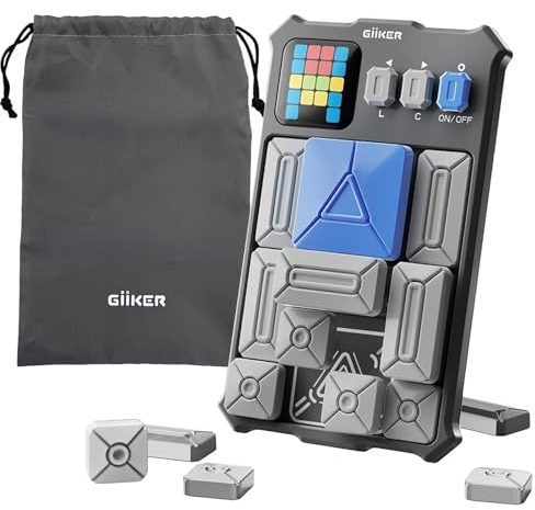 GiiKER Super Slide Puzzle-Spiele, Originales Denkspiel mit über 500 Herausforderungen, Spielzeug für Kinder und Teenager, Reisespiele, Geburtstagsgeschenke, Aktivitäten für Roadtrips (Moon Grey)