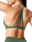 ZAAYO Sport BH Damen Ohne Bügel Starker Halt Rückenfrei Push Up BH Padded Bandeau Criss-Cross Straps Adjustable Bra Fuer Yoga Fitness Training Sport Top Grün L