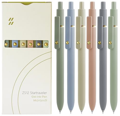 UIXJODO Gelstifte, schwarze Tinte, 0,5 mm feine Spitze, glattes Schreiben, High-End-Serie, einziehbare Stifte für Tagebuch, Notizen(6 Stück Gold Morandi