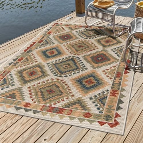 HGTRH Outdoor Teppich Wetterfest Klein LäNglich, Balkon Teppich Outdoor 200x300, Wetterfest Und UV BestäNdig Teppich für DraußEn Balkon,Terrasse,Flur, Diele und KüChe, Pflegeleicht AußEnteppich