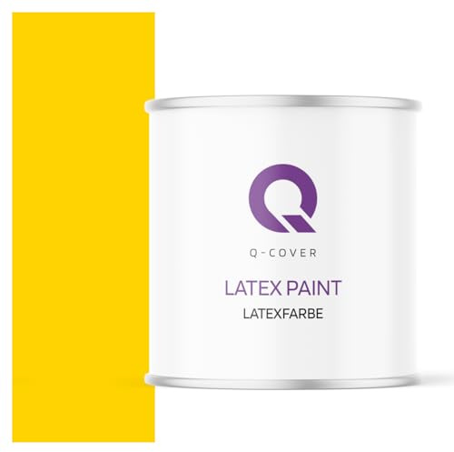 Q-COVER Latexfarbe 2L Sonnengelb – Matte Innenfarbe für Wand & Decke, Klasse 3, Hohe Deckkraft, Scheuerfest