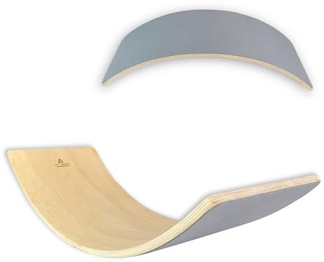 Balance Board aus Holz für Kinder | Spielzeug für Gleichgewichtstraining | Montessori Inspiriert | Indoor und Outdoor Nutzung (Hellgrau)
